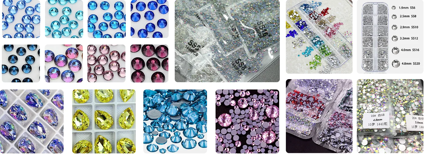 Rhinestone colors, shapes and sizes