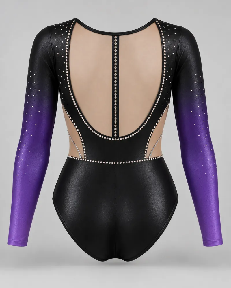Violet Ombré Lattice Long-Sleeve Leotard – back view