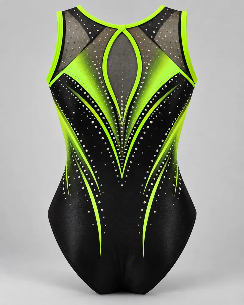 Neon Lime Contour Line Leotard – back view