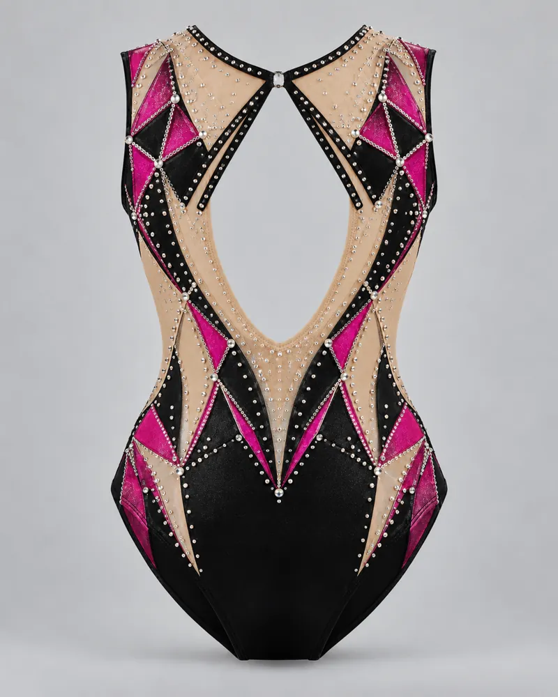 Magenta Mosaic Rhythmic Leotard – back view