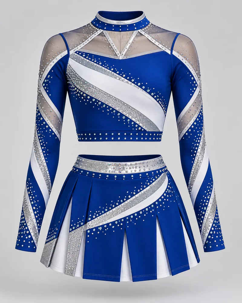 Royal Sash Long-Sleeve Cheer Uniform – front view