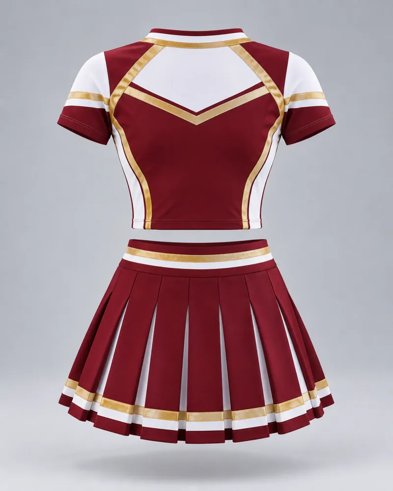 Maroon Varsity V-Yoke Cheer Uniform – back view