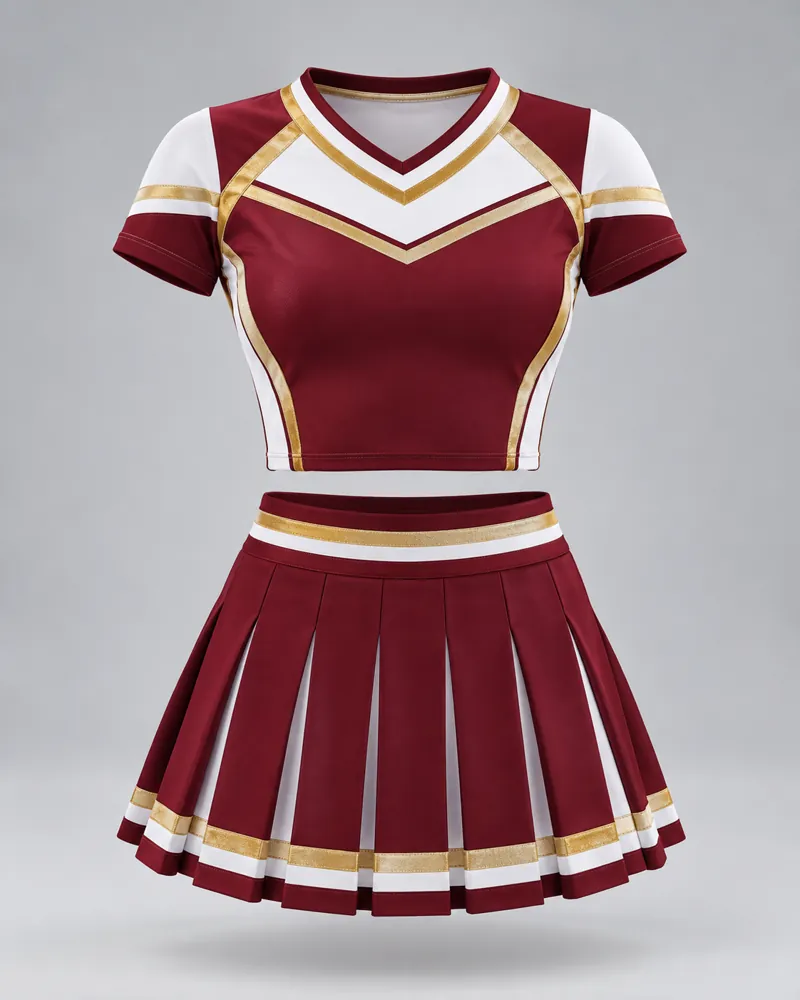 Maroon Varsity V-Yoke Cheer Uniform – front view