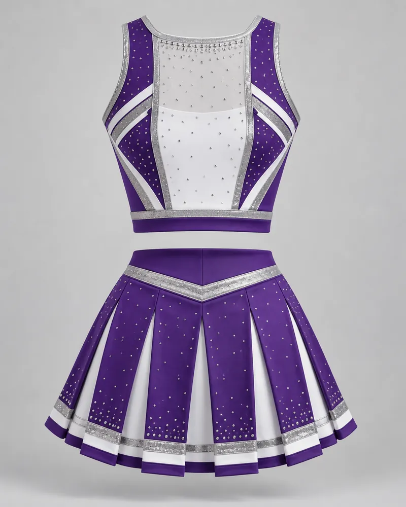 Purple Square-Neck Sleeveless Cheer Uniform – back view