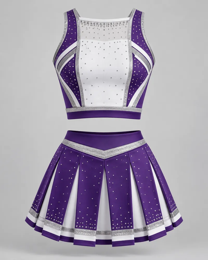 Purple Square-Neck Sleeveless Cheer Uniform – front view