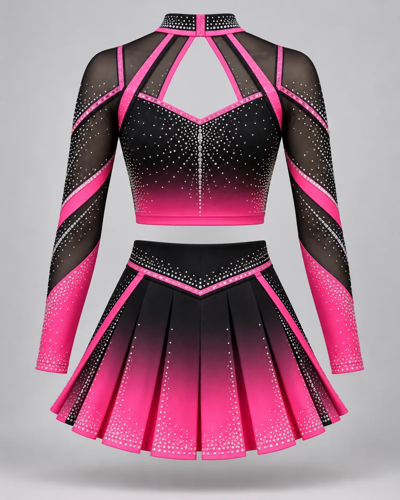 Hot Pink Ombré Starburst Cheer Uniform – back view