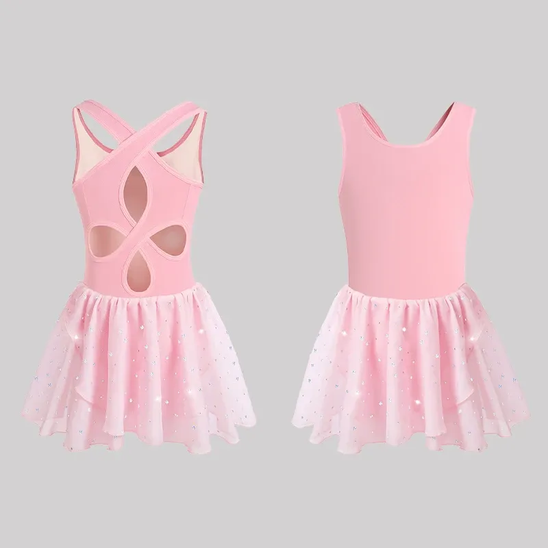 Girl Ballet Dance Leotard Toddler Shiny Sleeveless Dance Dress Kids Tank Dancewear With Full Front Lining – photo 5