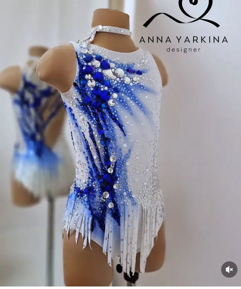Rhythmic Gymnastics Leotards Girls Children Light Blue Spandex/Polyester Digital Print Dancewear Competition Unitards Artistics – photo 3