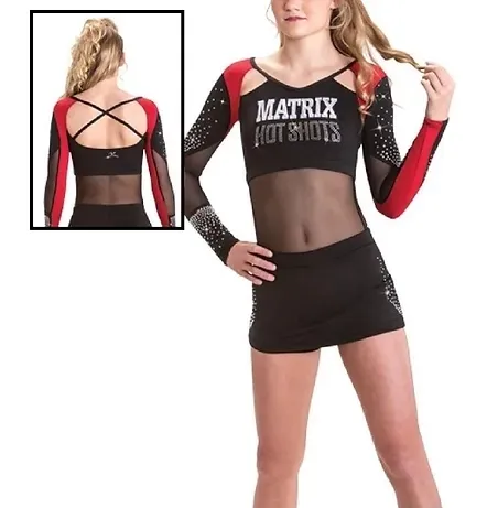 Women's Long Sleeve Youth Cheerleader Costume Sets Service Spandex/Polyester Digital Print 220g – photo 2