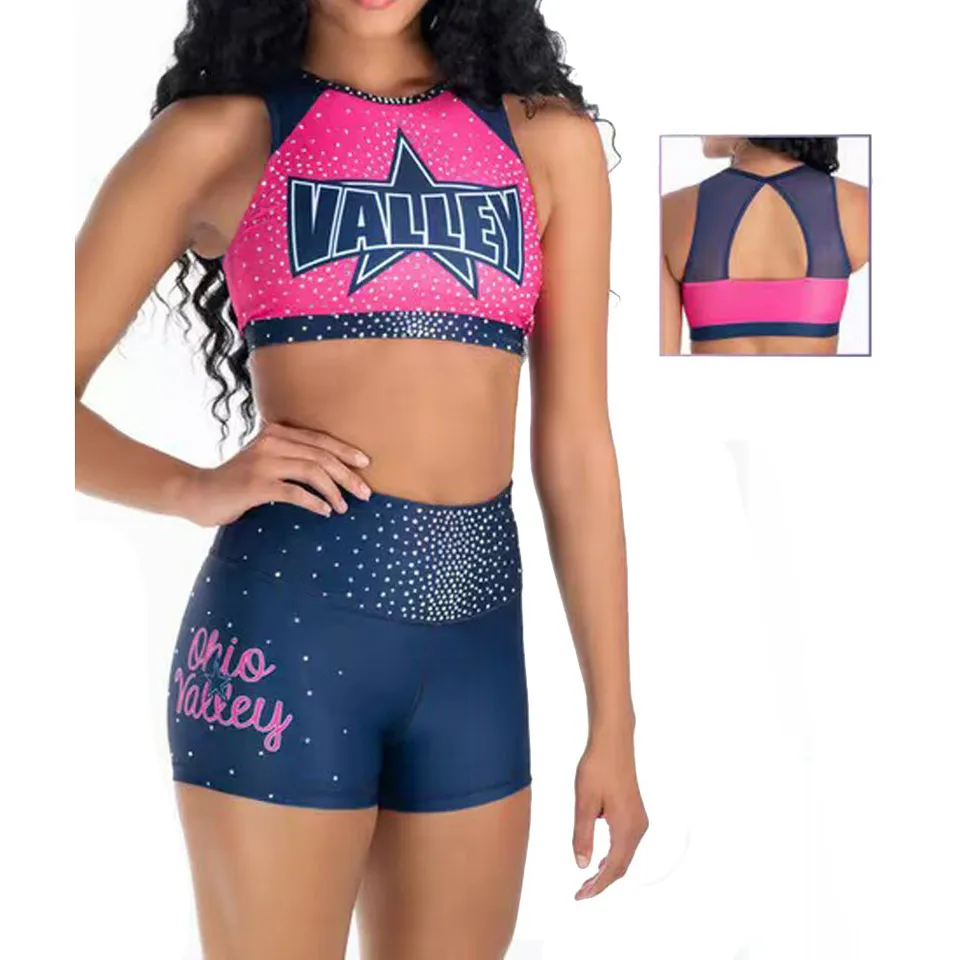 CHSALL School Cheerleader Uniform Set Women's Adult Sport Outfit Spandex/Polyester Material Heat-Transfer Printed Front Logo – photo 2