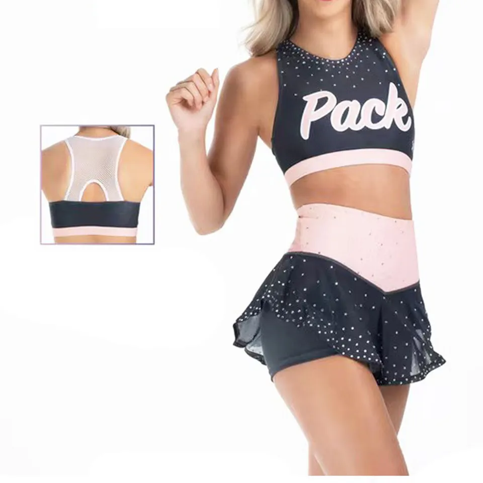 CHSALL School Cheerleader Uniform Set Women's Adult Sport Outfit Spandex/Polyester Material Heat-Transfer Printed Front Logo – photo 3