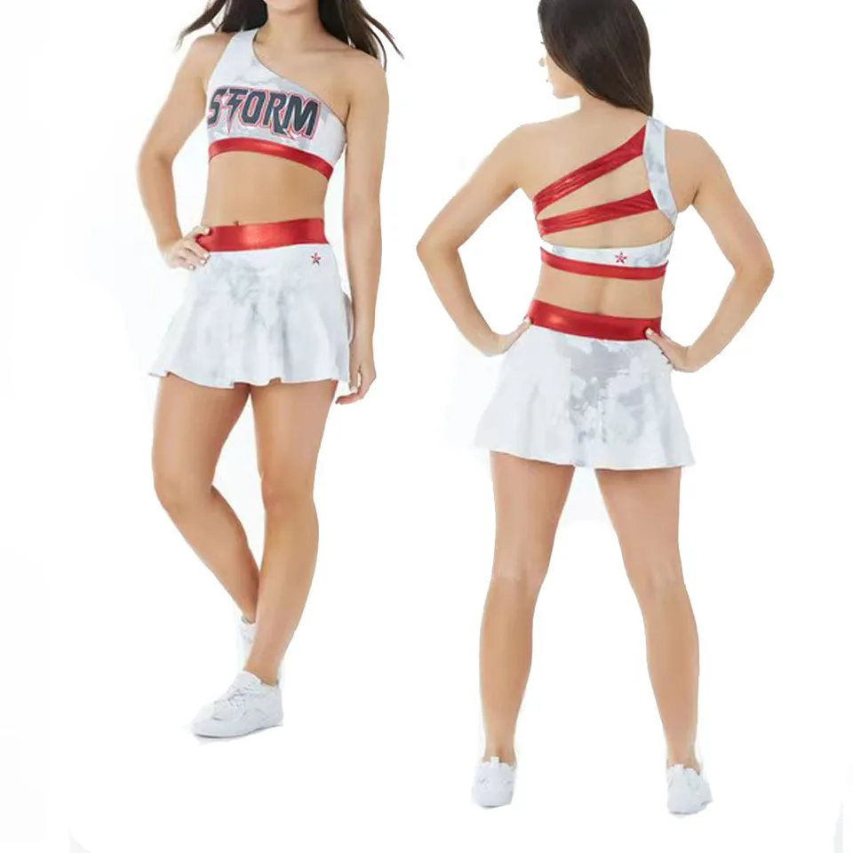 CHSALL School Cheerleader Uniform Set Women's Adult Sport Outfit Spandex/Polyester Material Heat-Transfer Printed Front Logo – photo 5