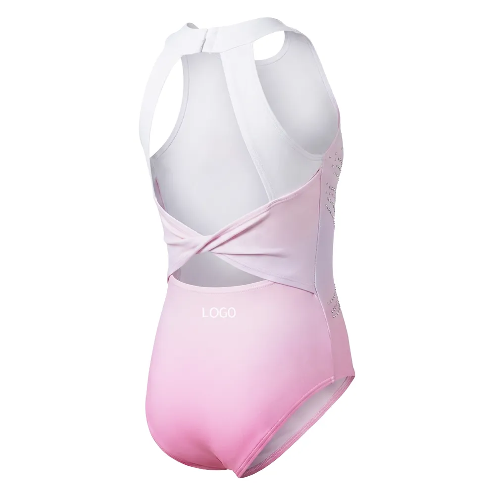 Heat-Transfer Printing Breathable Spandex/Nylon Sleeveless Gymnastics Leotards Rhinestone Decor Training Dance Wear for – photo 4