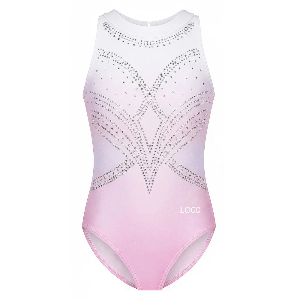 Heat-Transfer Printing Breathable Spandex/Nylon Sleeveless Gymnastics Leotards Rhinestone Decor Training Dance Wear for – photo 5
