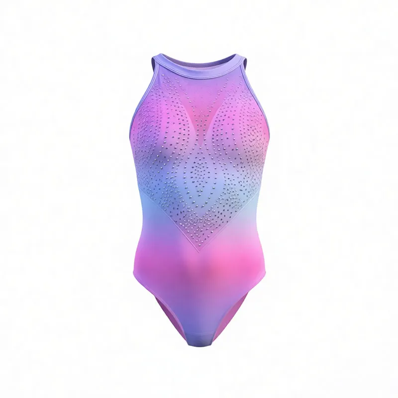 Girls' Sleeveless Gymnastics Dance Leotard High-Performance Printed Spandex Children Gymnastic Practice Wear – photo 2
