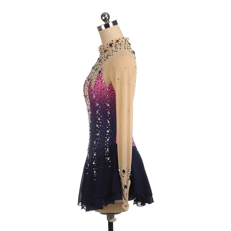 Figure Skating Costume Dress Black Red Gradient Sequins Competition Performance Wear Women – photo 2