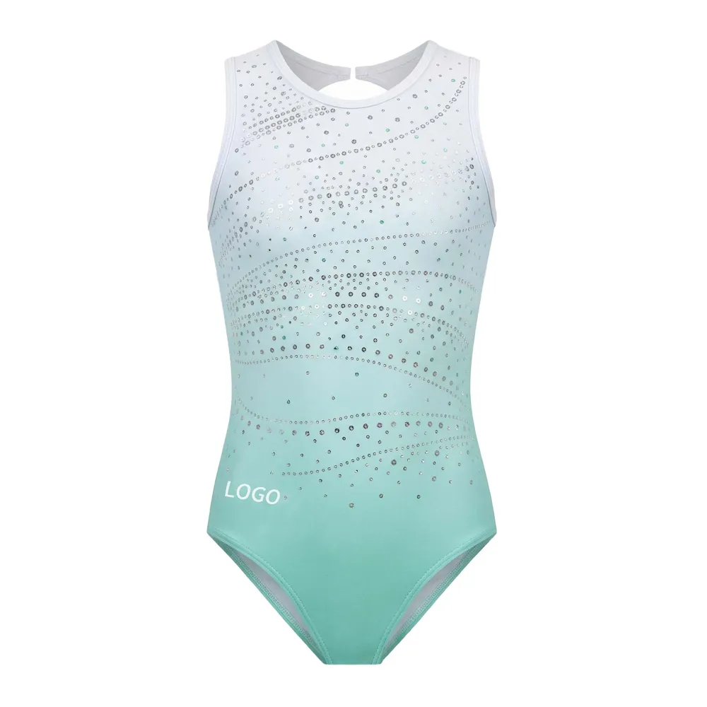 CHSALL Shiny Rhinestone Gymnastics Leotard Spandex and Cotton Girls Training Competition Wear – photo 2