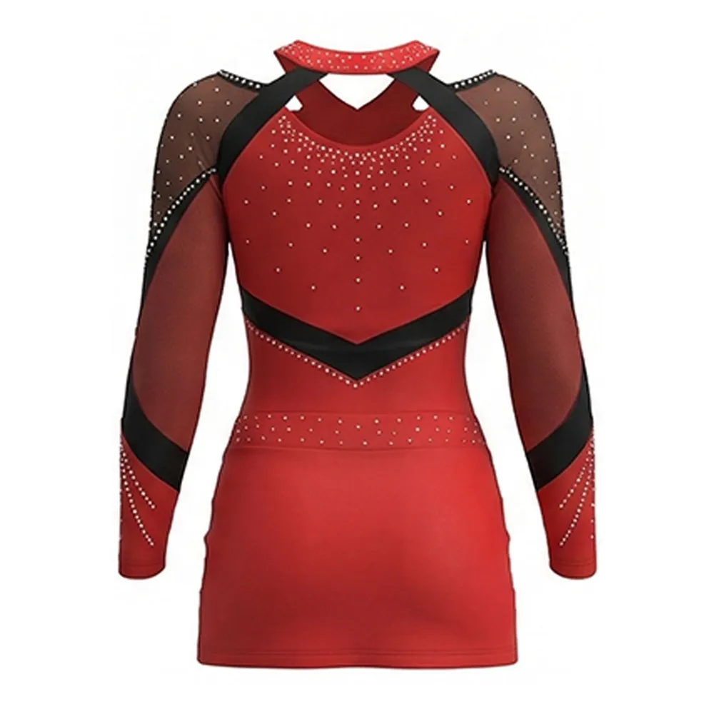 Professional Children's Cheerleading Uniform Sets Shiny Rhinestones Print Logo Front Breathable Spandex/Polyester – photo 2