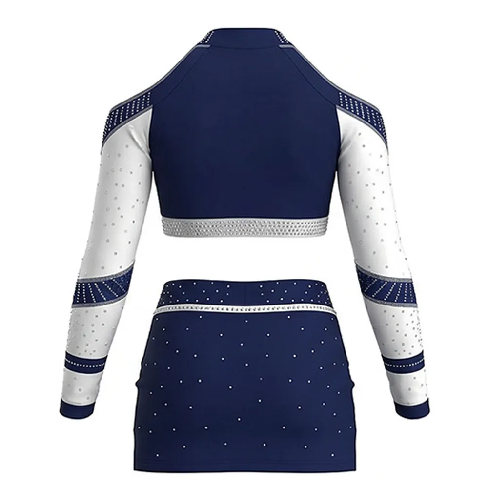 New Cheerleading Uniforms Blue and White Cheerleading Uniform for Competition – photo 4