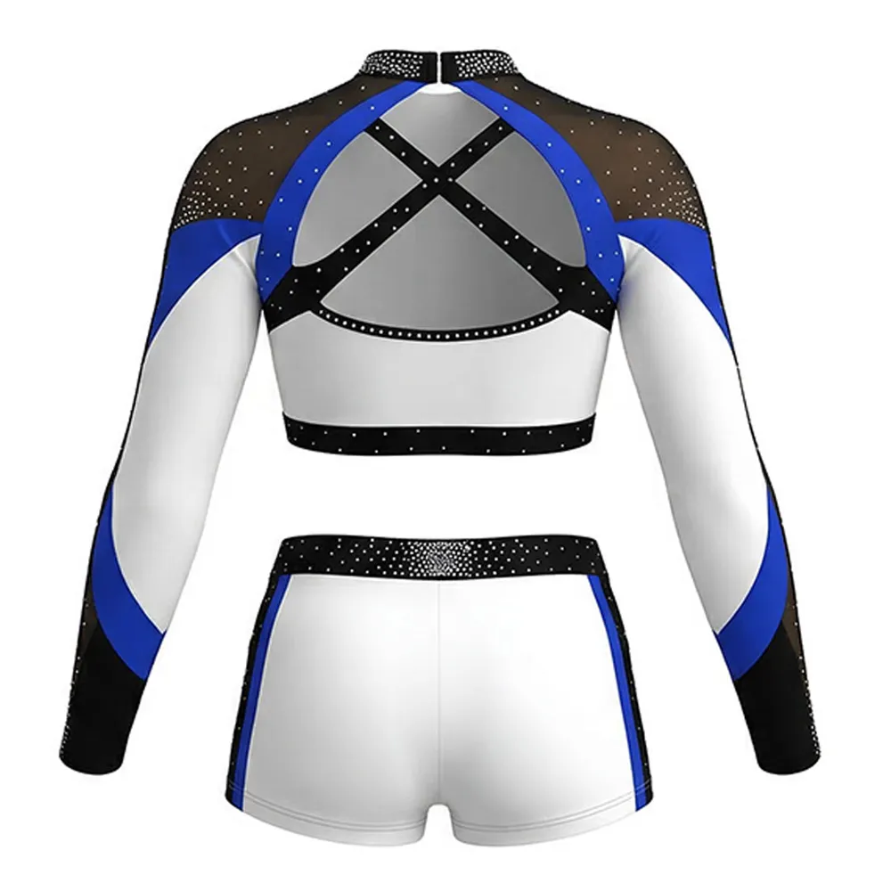 Rhinestone-Embellished Cheerleading Uniforms Long Sleeve Breathable Cheer Practice Competition Training Wear – photo 5