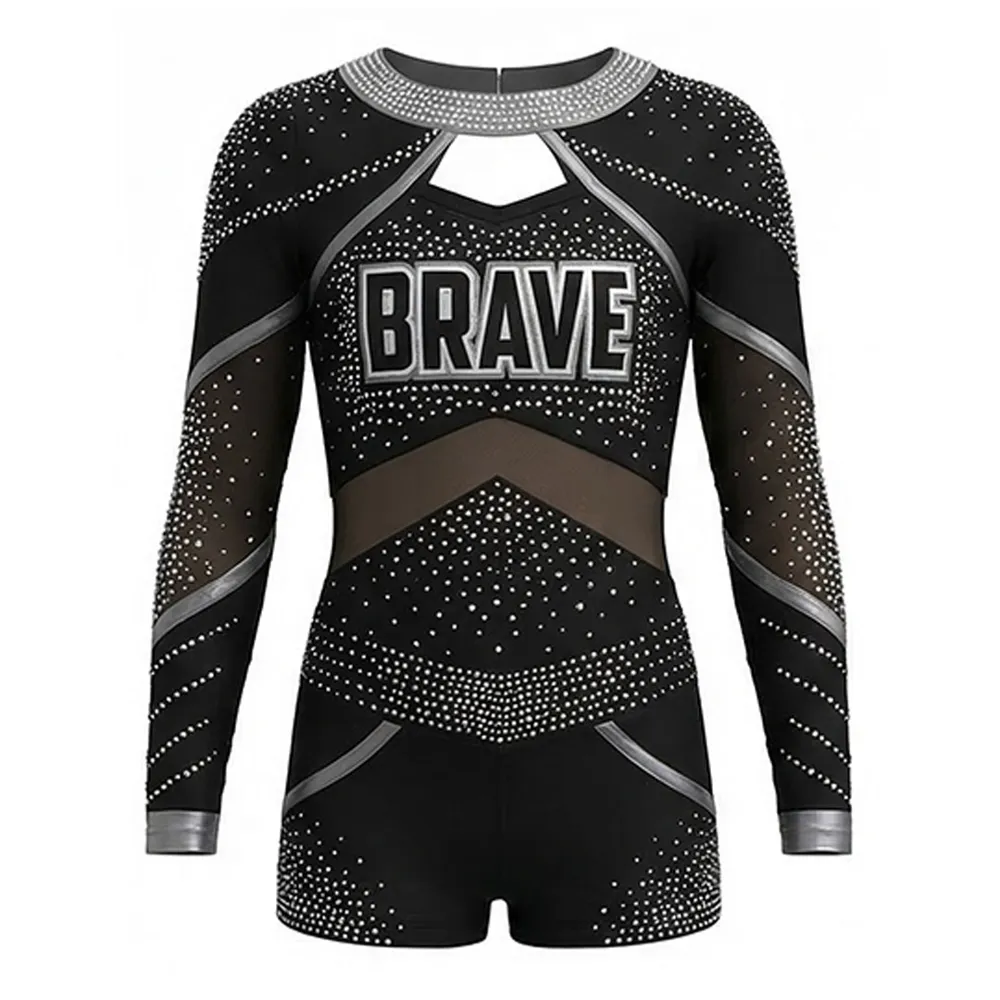 New Arrivals Children's Cheerleading Uniform Sets in Black and Rose-red Spandex/Polyester Material for Girls Cheer Practice – photo 5