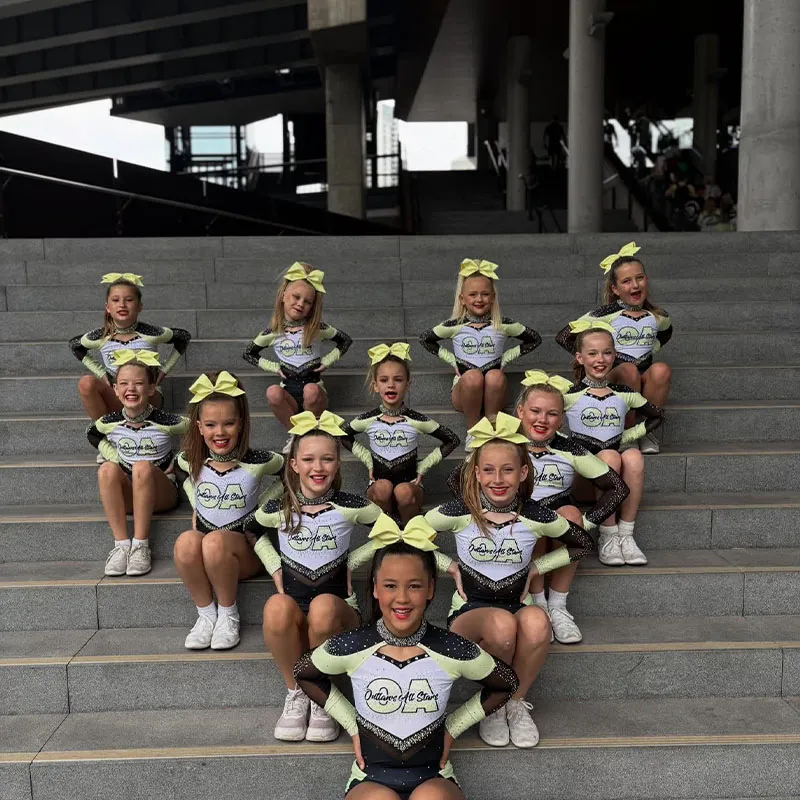 Children's Orange and Yellow Cheerleading Uniform Sets (Spandex/Polyester) for School Celebrations – photo 2