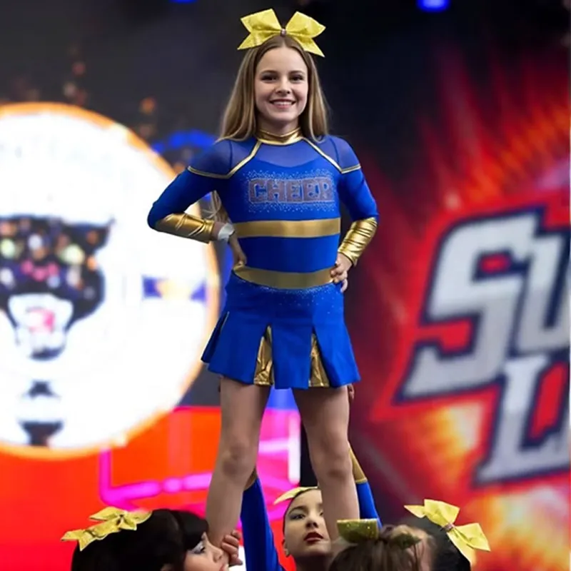 Customize Children's Cheerleading Uniform Sets for Basketball School Competitions Spandex/Polyester Digital Print – photo 2
