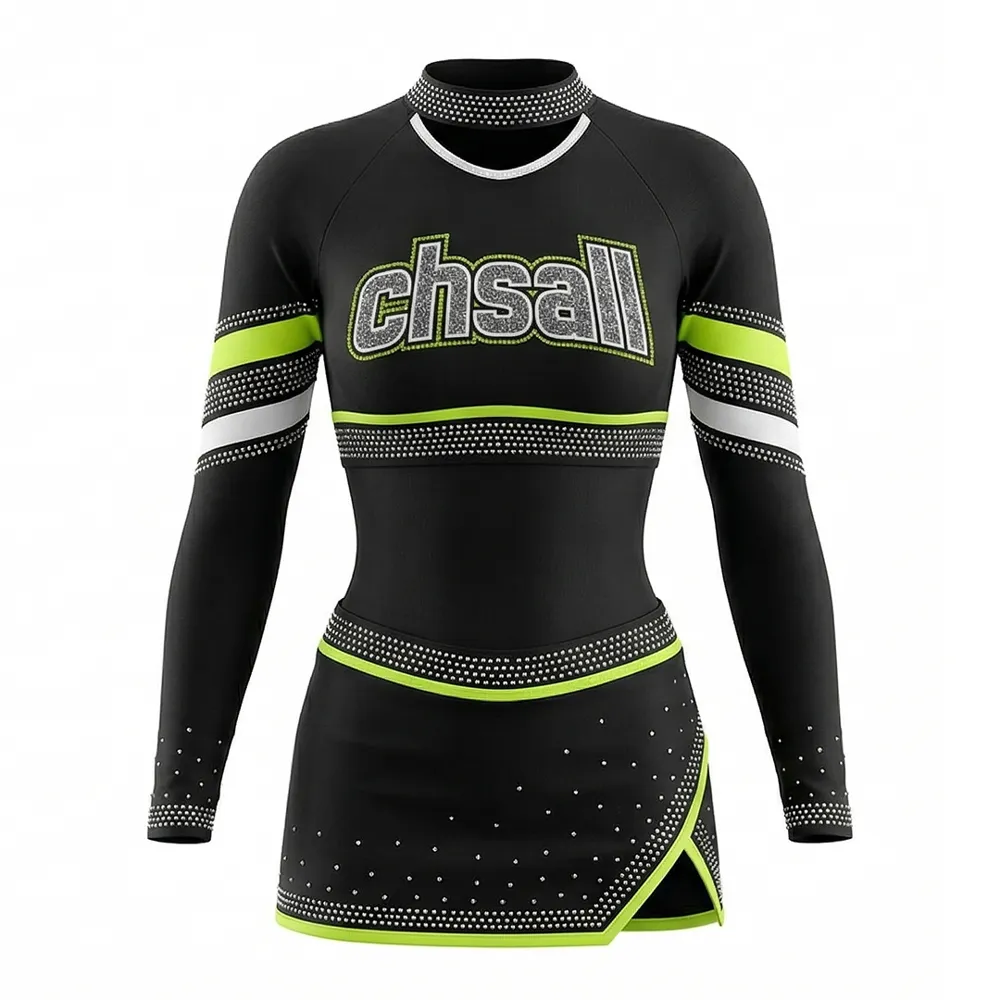 Customize Black Shiny Cheerleading Uniforms Fantasy Cheerleading Uniforms for Girls Cheer Practice Wear – photo 2