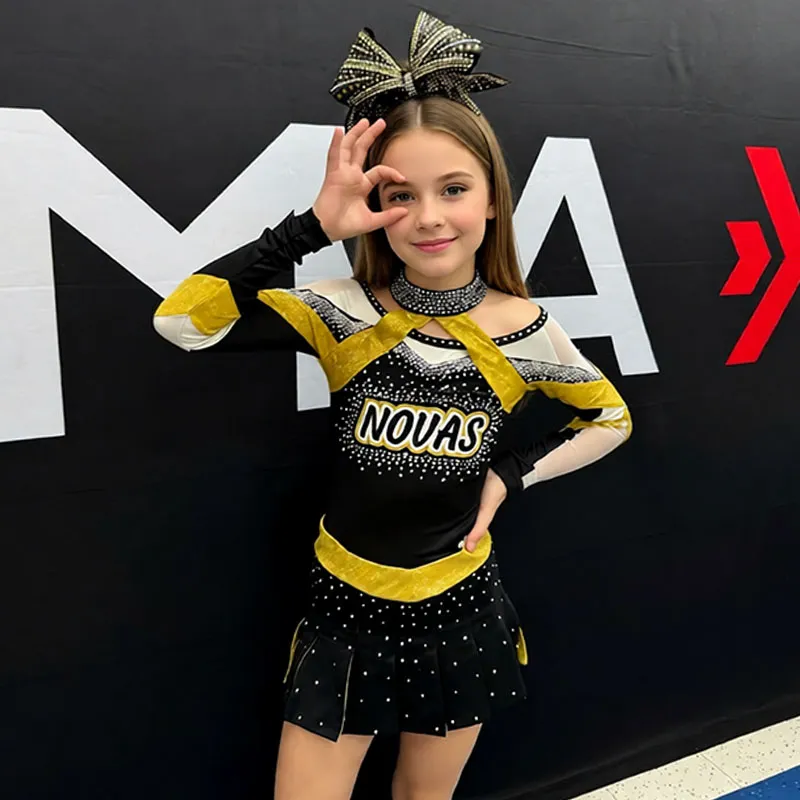 Cheerleading Children's Women's Black and Rose-red Practice Uniform Sets Spandex/Polyester – photo 4