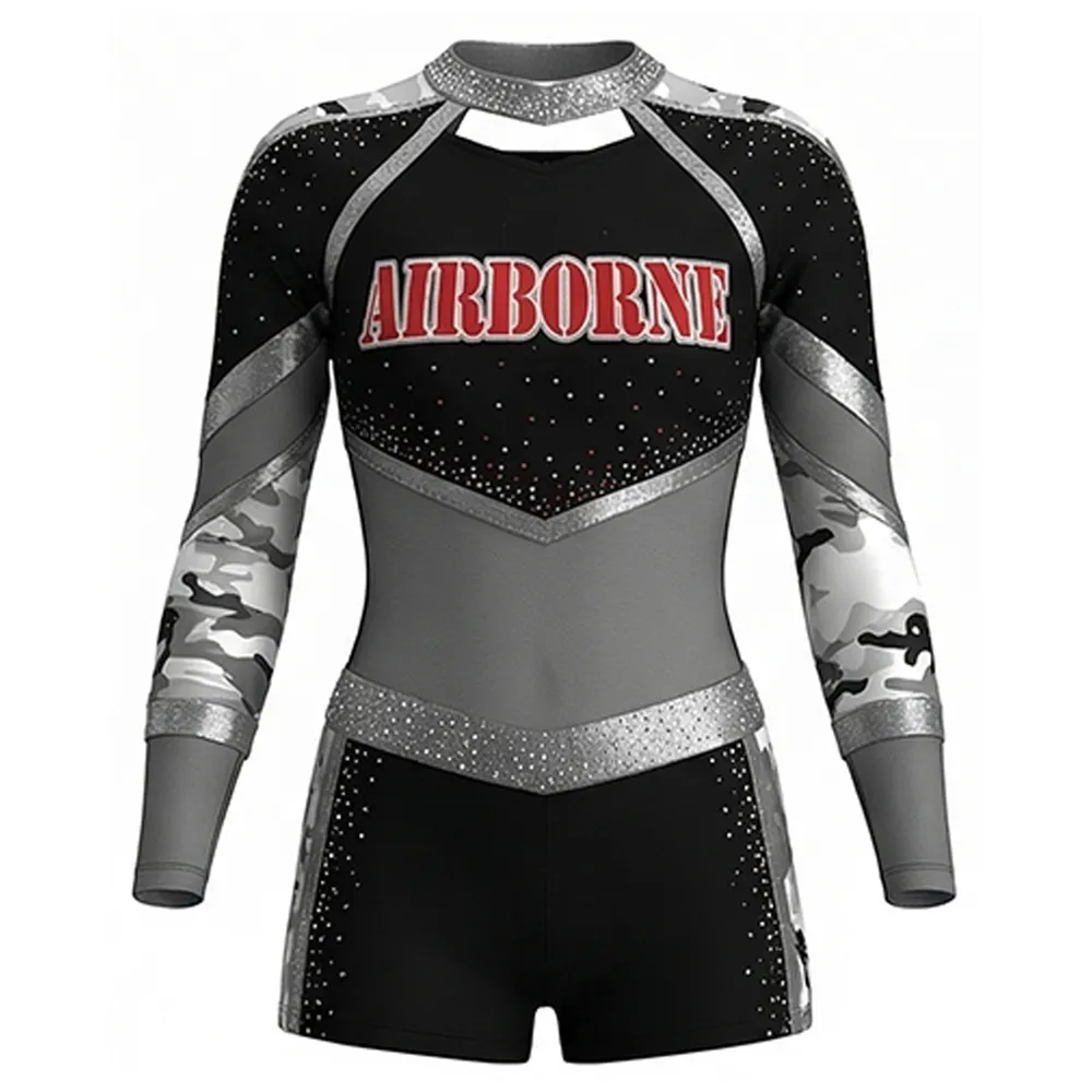 New Style Women's Cheerleading Uniform Sets Black Shiny for Halloween Performances – photo 2