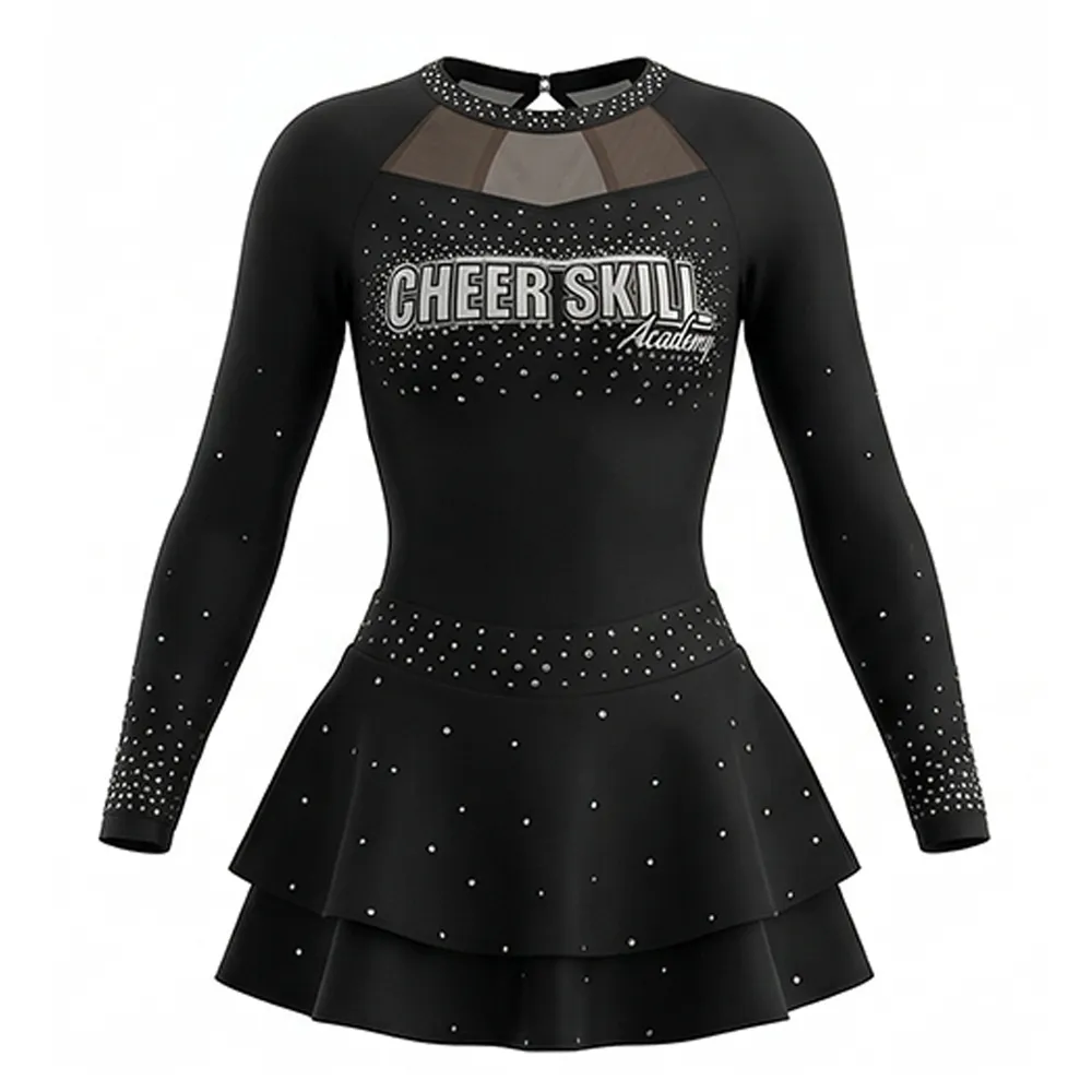 Children's Black Cheerleading Competition Uniform Sets Spandex/Polyester – photo 2