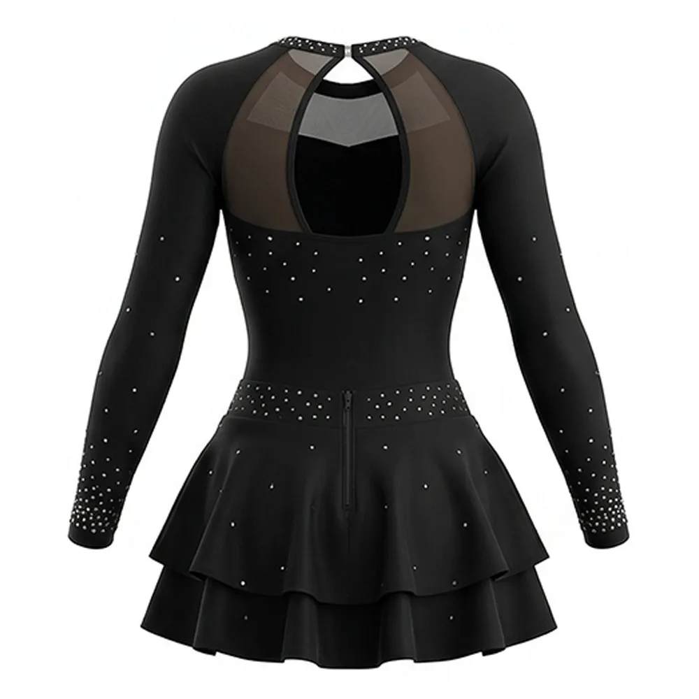 Children's Black Cheerleading Competition Uniform Sets Spandex/Polyester – photo 3
