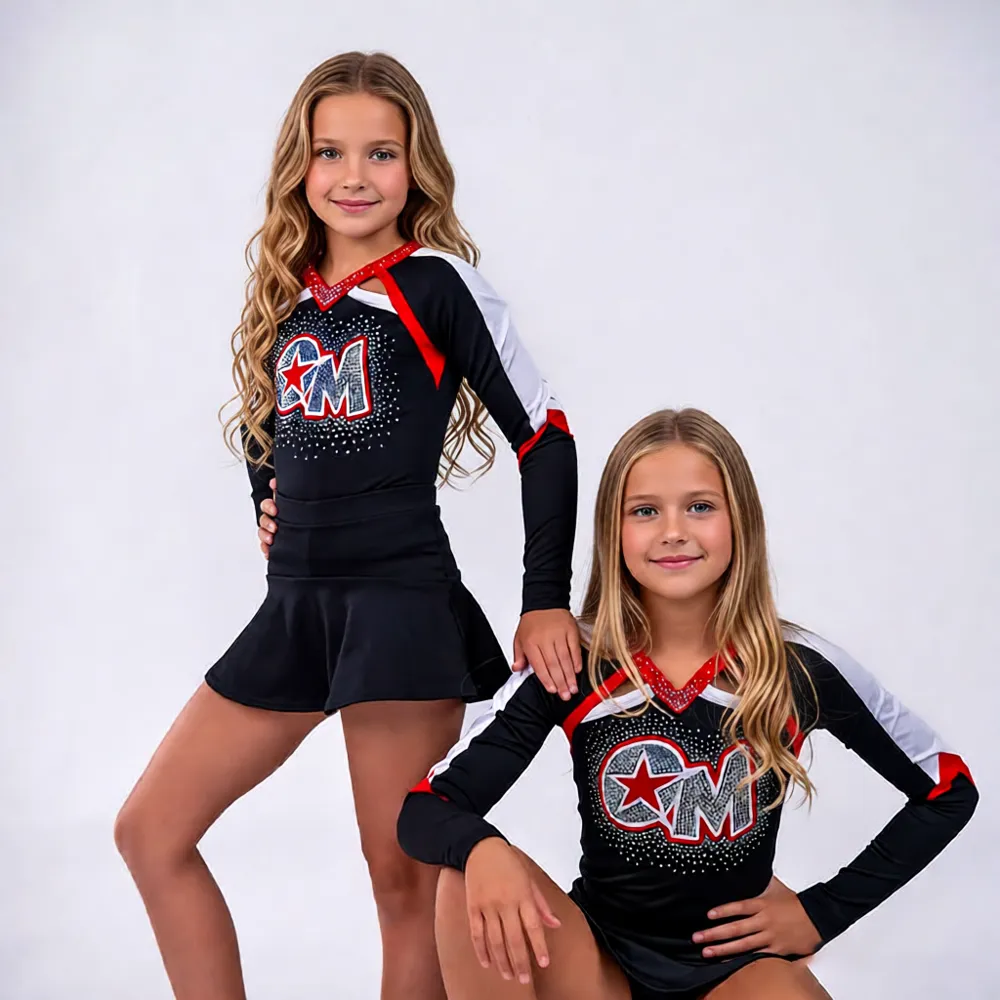 Cheerleading Uniforms Sublimation Black and Red Cheerleading Uniforms for School Celebration Activities – photo 2