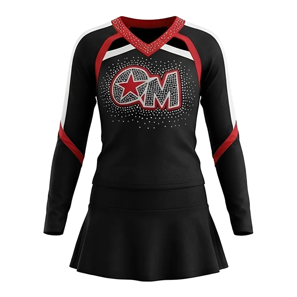 Cheerleading Uniforms Sublimation Black and Red Cheerleading Uniforms for School Celebration Activities – photo 3