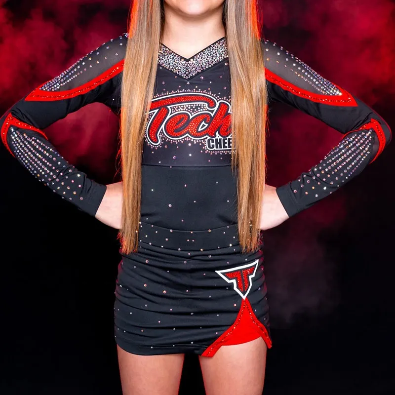 Cheerleading Cosplay Uniform Sets Furry Leopard Design Spandex/Polyester Material Black & Red Children's Celebration – photo 2