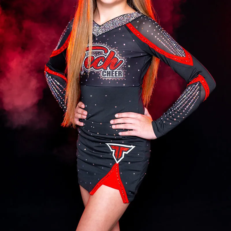 Cheerleading Cosplay Uniform Sets Furry Leopard Design Spandex/Polyester Material Black & Red Children's Celebration – photo 4
