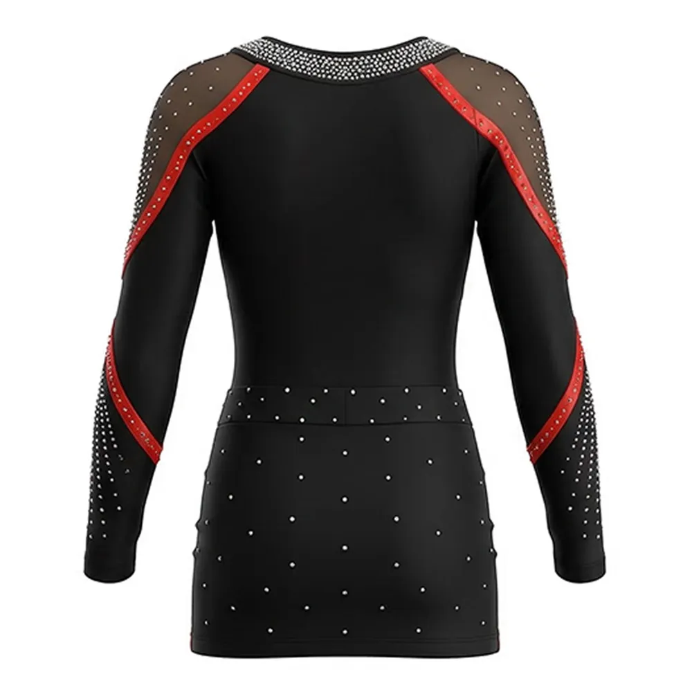 Cool Women's Long Sleeve Cheerleading Uniform Sets for School Competition-Spandex/Polyester 240g Fabric – photo 3