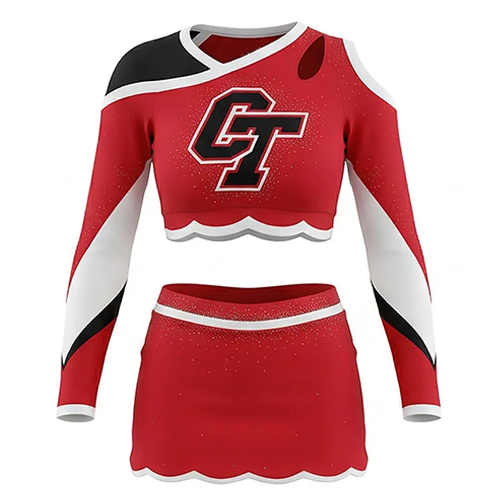 Women's Cheer Uniform Sets Logo Ab Rhinestones Youth Cheerleading Uniform Spandex/Polyester Competition – photo 3