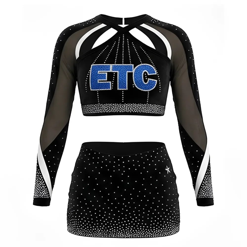 Sublimation Breathable Material Size Women Black, Blue, White Cheerleading Uniform for Dance Performance Wear – photo 2