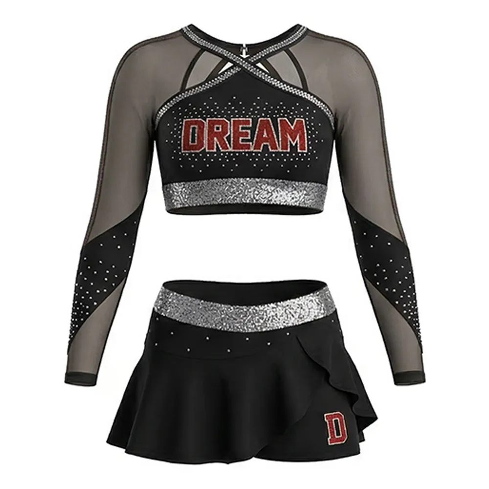 Price New Design Girls Cheerleading Uniform Sets with Shiny Rhinestones for Competition – photo 2