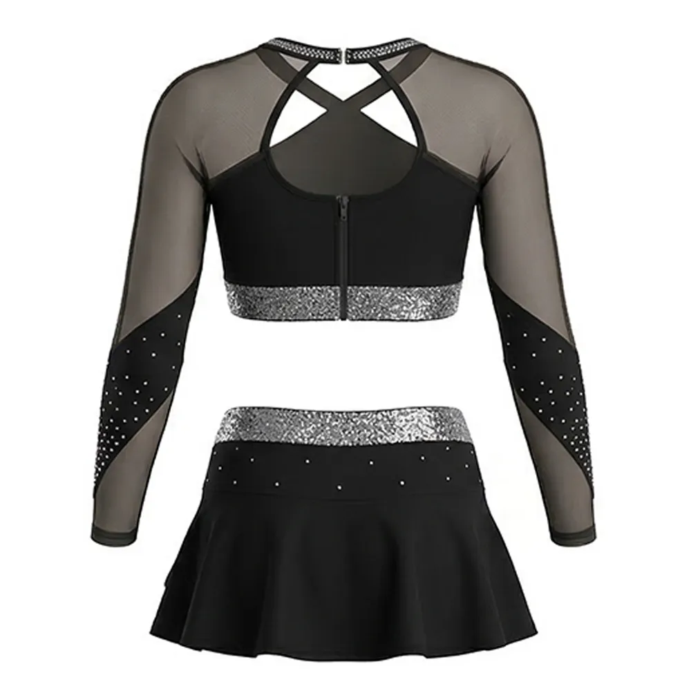 Price New Design Girls Cheerleading Uniform Sets with Shiny Rhinestones for Competition – photo 3