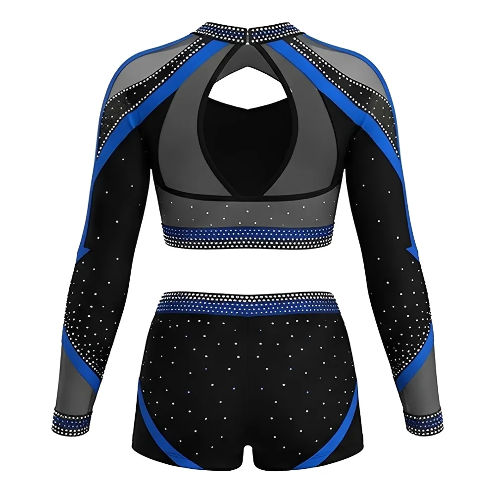 Newest Fashionable Quick Dry Spandex/Polyester Cheerleading Uniform Sets Festival Celebration – photo 3