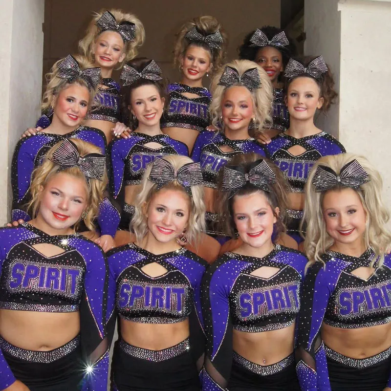 Women Children Cheerleading Uniform Rhinestones Long Sleeve Design Printed Sets Sublimation Spandex/Polyester – photo 5