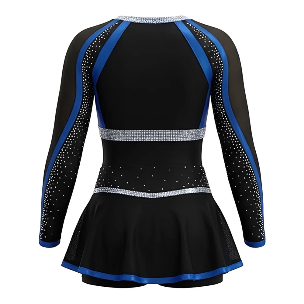 Children's Dance Cheerleading Uniform School Cheer Skirt Top Set Spandex/Polyester Blend for Competitions – photo 3