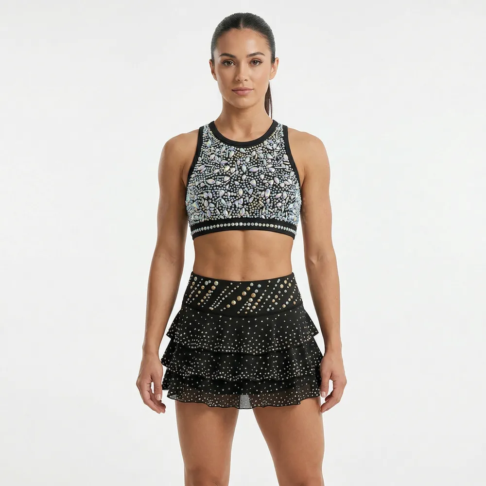 Price Cheer Uniform Shiny Rhinestones Print Logo Breathable Cheerleading Uniforms for Cheer – photo 2