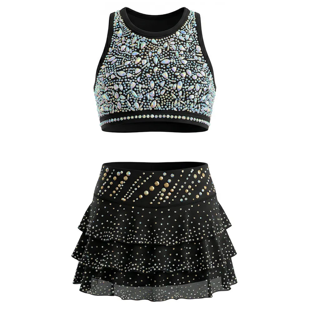 Price Cheer Uniform Shiny Rhinestones Print Logo Breathable Cheerleading Uniforms for Cheer – photo 4