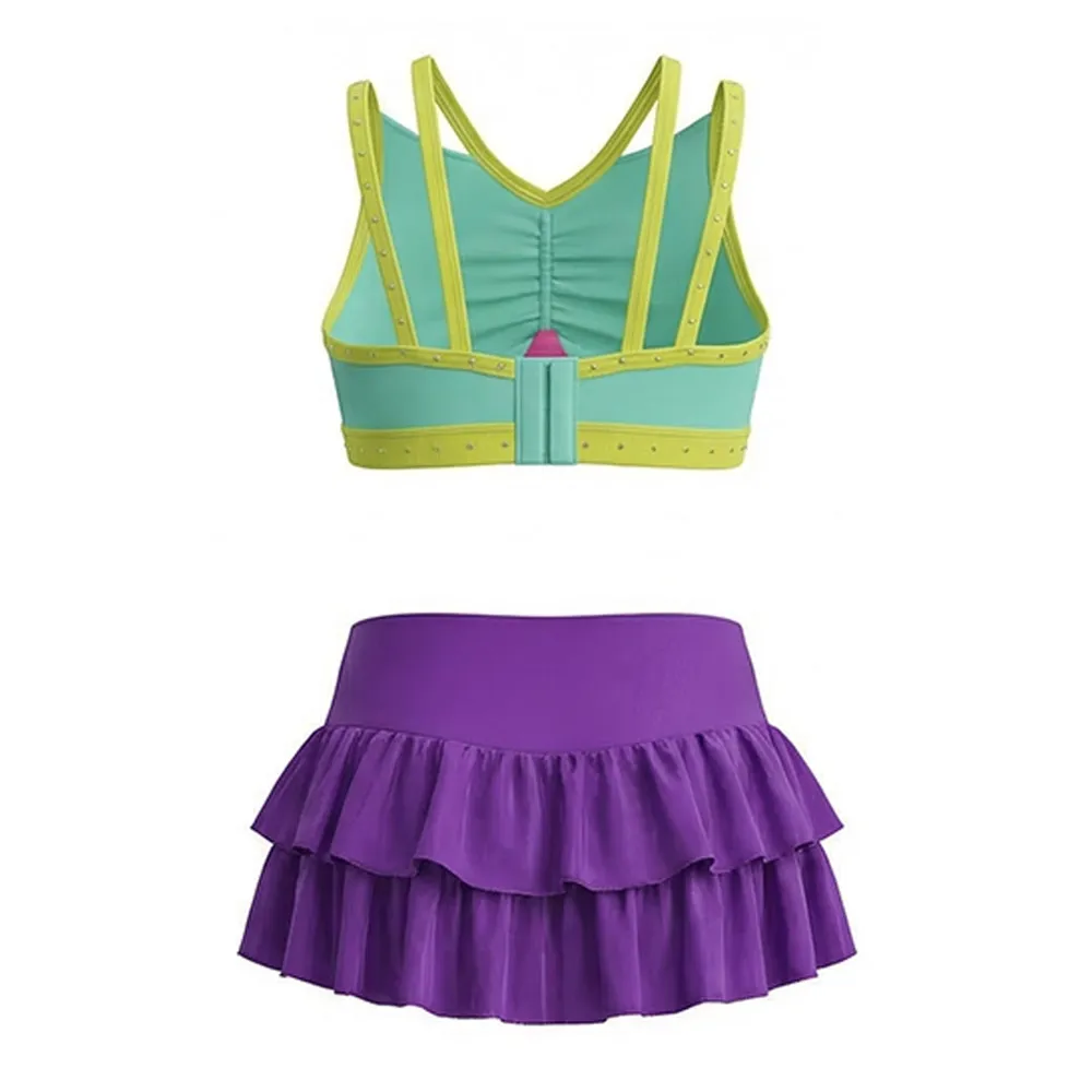 Kids Cheerleading Uniform Sets Made Girls Rhinestones Competition All Stars Spandex/Polyester Cheer Outfits Practice – photo 3