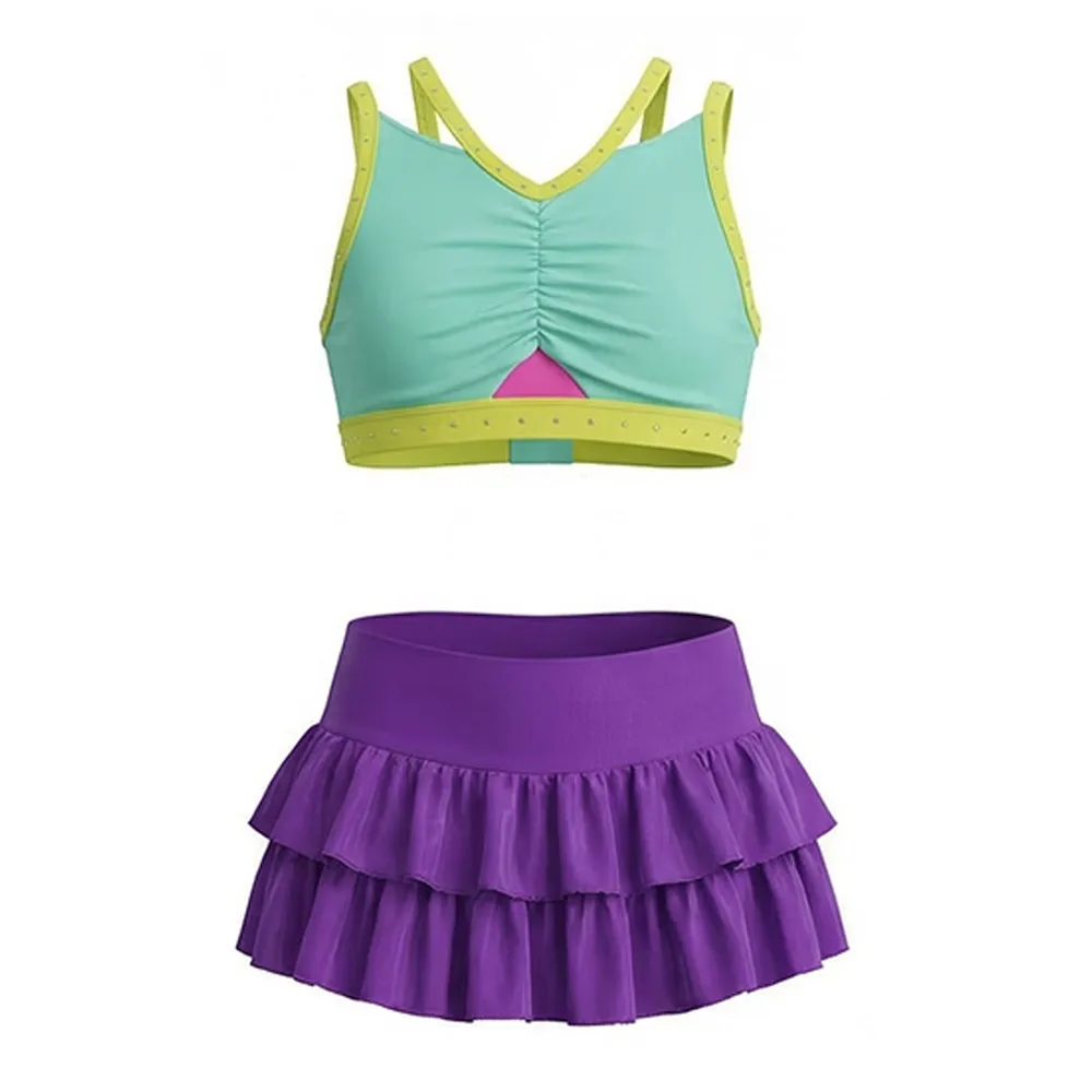 Kids Cheerleading Uniform Sets Made Girls Rhinestones Competition All Stars Spandex/Polyester Cheer Outfits Practice – photo 4