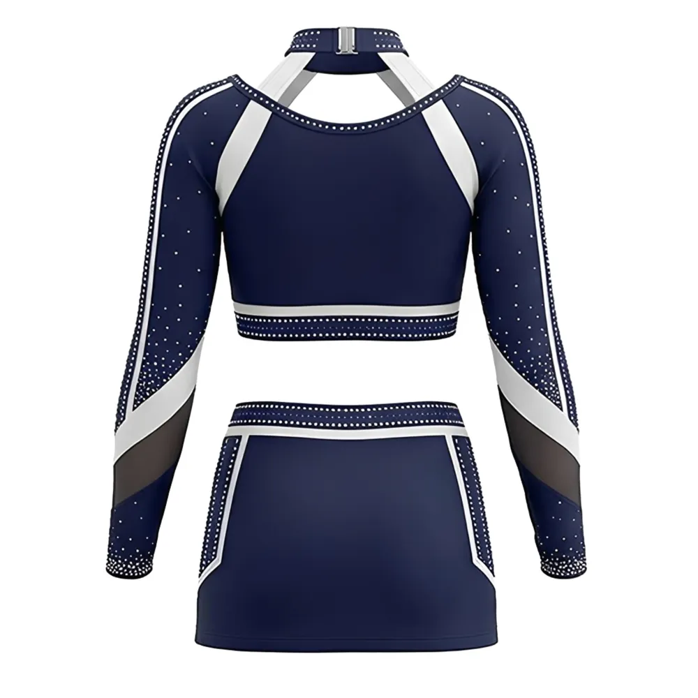 Cheerleading Uniform Shiny Spandex/Polyester Costumes for Adults Set for Dance School Teams Performance – photo 2