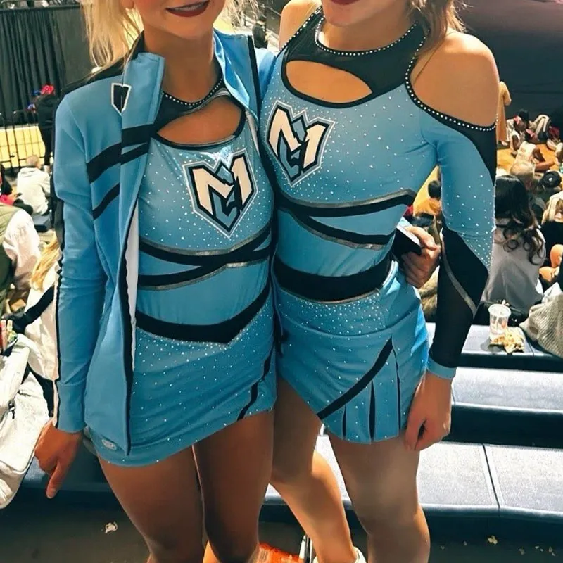Blue Sublimation Cheerleading Uniforms High School Girls Youth Sideline Cheer Uniforms for Dance – photo 2